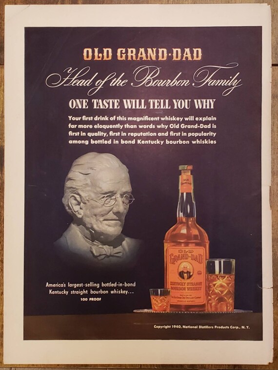 Vintage Old Grand-dad Bourbon Ad // 1941 // Retro Decor - Etsy