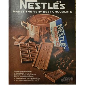 Anuncio impreso vintage de Nestlé con decoración retro de los años 60