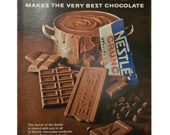 Anuncio impreso vintage de Nestlé de los años 60. Decoración retro.
