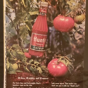 Anuncio de salsa de tomate de Vintage Hunt 1963 // Diseño retro