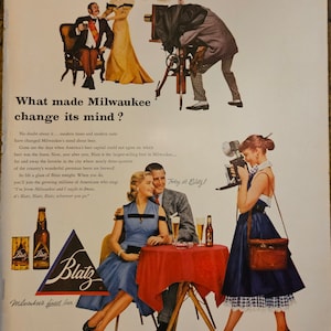Vintage Blatz Beer Print Ad // 1950s // Retro Decor