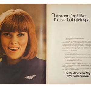 Vintage American Airlines Print Ad 1960s Retro Decor