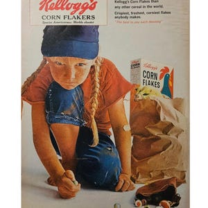 Kellogg&#39;s Corn Flakes Vintage Print Ad 1960s Retro Decor