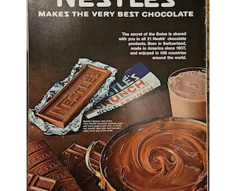 Anuncio impreso vintage de Nestlé con decoración retro de los años 60