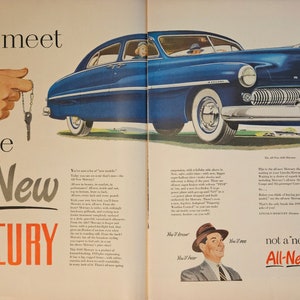 1949 Mercury Vintage Print Ad // 1940s // Retro Decor