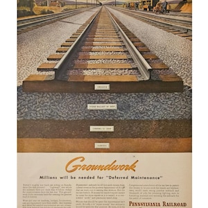 Anuncio vintage de Pennsylvania Railroad/7Up Soda, impresión a doble cara, decoración retro de los años 40
