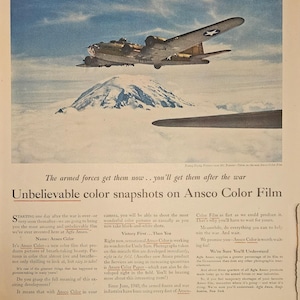 También película en color/móviles Anuncio impreso vintage de doble cara Decoración retro de los años 40