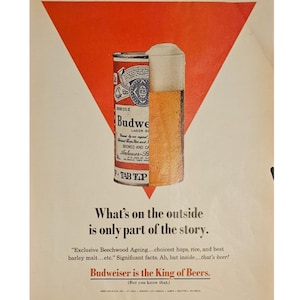 Budweiser Beer Vintage Print Ad 1960s Retro Decor