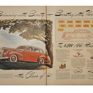 Publicidad impresa vintage de Packard de 1941, decoración retro de los años 40