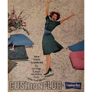 Vintage Congoleum-Nairn Cushionflor Vinyl Flooring Ad 1963