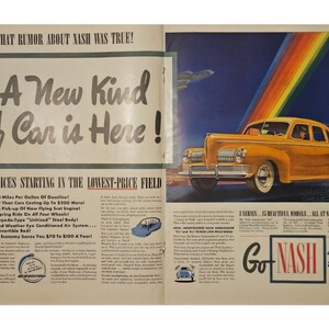Anuncio impreso vintage de Nash Automobile, decoración retro de los años 40