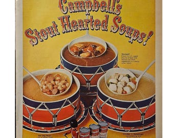 Vintage Campbell's Soup Print Ad 1960s Retro Decor