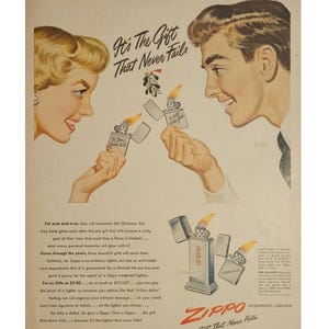 Anuncio vintage de cerveza Zippo/Schlitz impreso a doble cara, decoración retro de los años 40