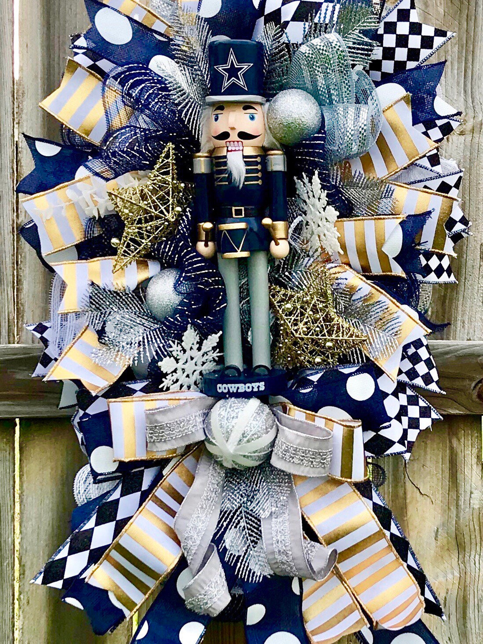 Dallas Cowboy Swag Dallas Cowboys Decor Nutcracker Wreath Etsy