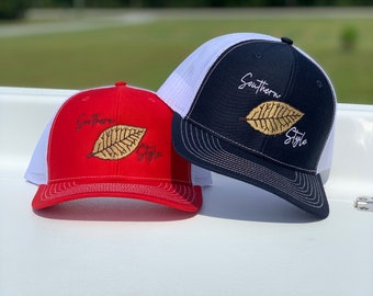 tobacco saddle hat Dark Brown Cowboy 6 3/4 Designed with a structured front and breathable mesh back Southern Style Tobacco Leaf Hat