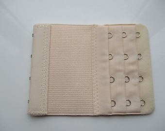 Rallonge de soutien-gorge élastique beige : 4 crochets, 3 positions (2 pièces)