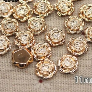 ROSE GOLD Design Round Bling Resin Rhinestone Flat back Cabochon Stone