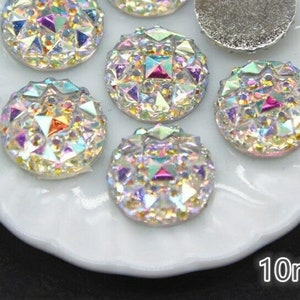 Ronde Bling Crystal AB Resin Strass Platte rug Cabochon Stone DIY Bruiloft - 10 MM