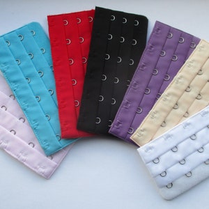 Bra Extender Ladies Bra Extension Strap with Elastic 6 HOOK 3 Positions - 2 Pieces Various Colours
