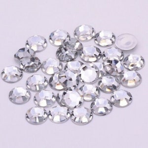 Flache Rückseite Strass Kristalle KLEBER Auf Acryl Steinen RUNDE 8 Sided Multi Facette - CLEAR