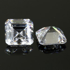 Cubic Zirconia ASCHER Cut Loose Stones WHITE - 8 x 8 MM - 2 Stones