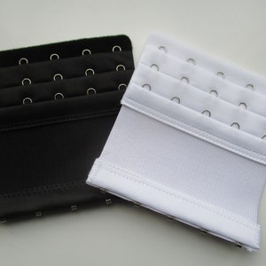 Bra Extender Elastic Ladies Bra Extension 5 HOOKS 3 Positions  WHITE - 2 Pieces