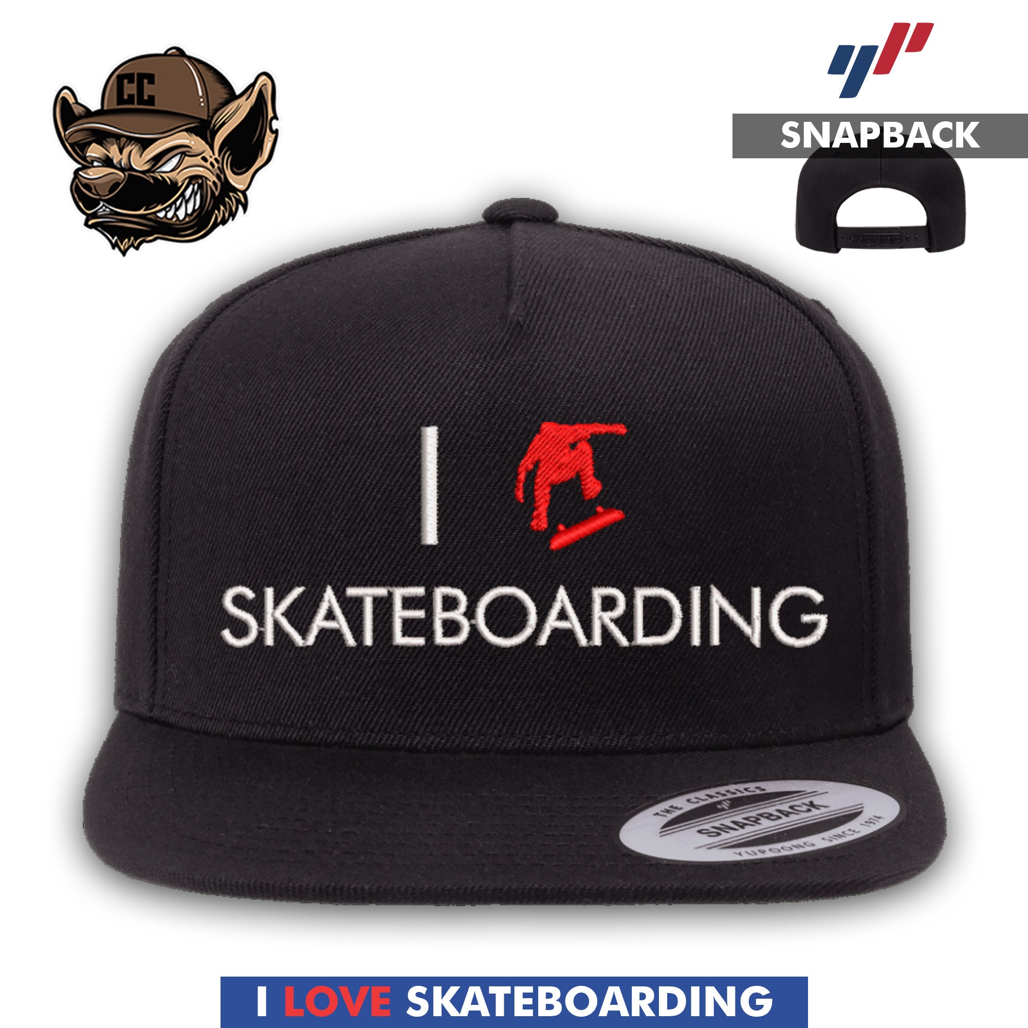 I Love Skateboarding Embroidered 