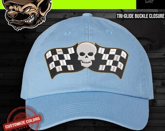 Racing Flag Skull Hat Cool Cap Design 