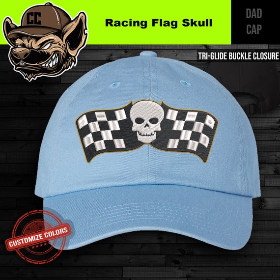 Racing Flag Skull Hat Cool Cap Design 