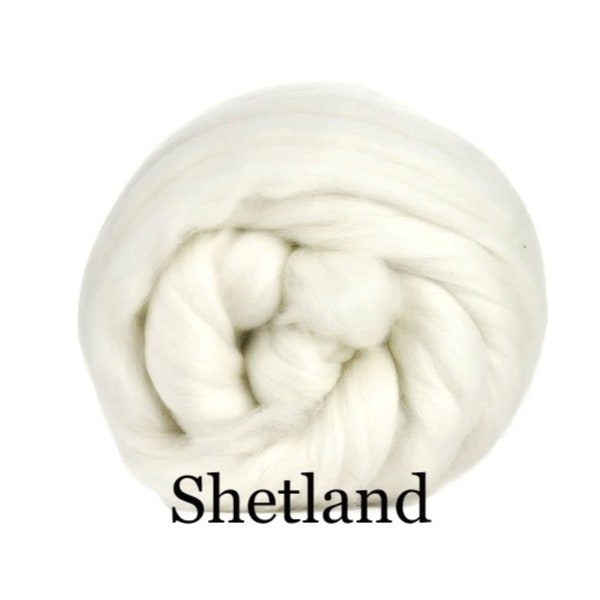 SALE! White SHETLAND Wool Roving, Top Wool, Natural and Undyed Wool, Felting, Spinning, Weaving