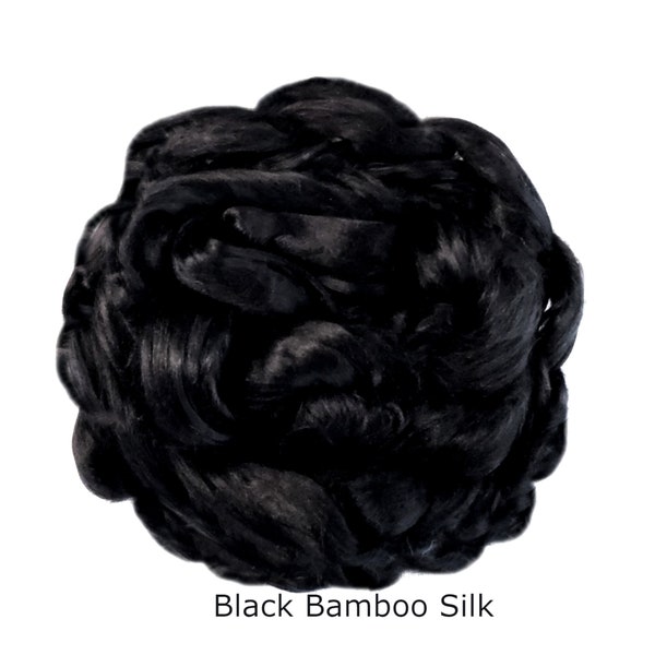 Black BAMBOO Top, Roving, Viscose Fiber for Spinning & Felting, Silk Substitute