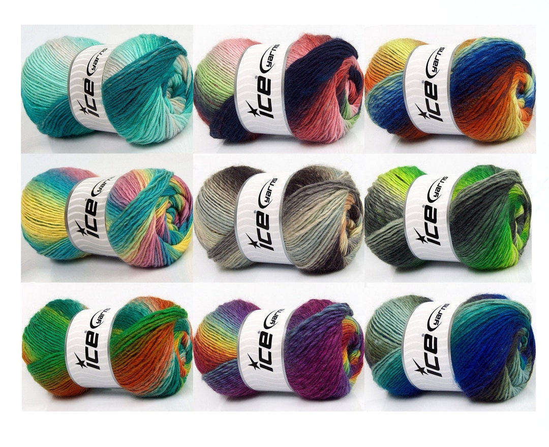 4pk Lana Bella Rainbow Yarn, Ice Yarn, DK Light, Multicolor, Self
