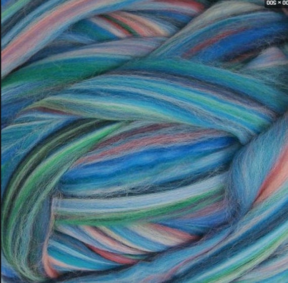 2 Lbs Bermuda Woll Roving Blue Multi-Color Top Wool Combed | Etsy