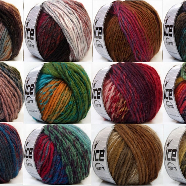 8Pk Vivid Wool Acrylic Yarn, Ice Yarn, Worsted Aran, Self Striping, Bulk, Discount, Wholesale
