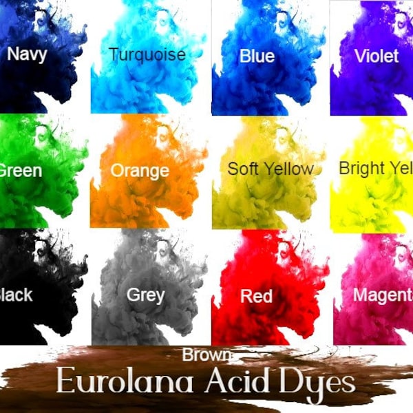SALE! Acid Dye, 13 Colors, Wool, Fleece, Socks, Feathers, Protein Fiber, Alpaca, Silk, Eurolana Ultimate Dyeing Kit Refills