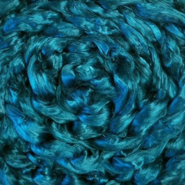 Malachite BAMBOO Top, Turquoise Roving, Viscose Fiber, Silk Alternative for Spinning & Felting