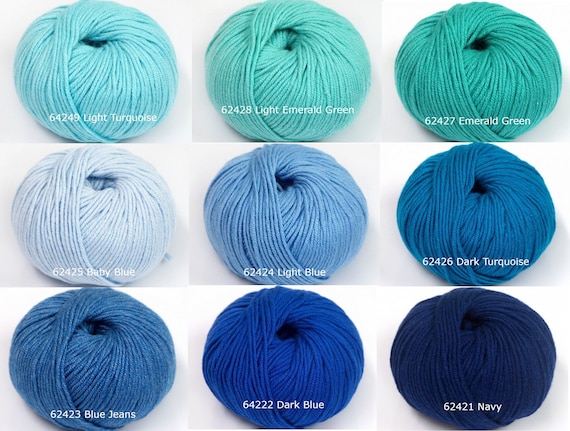 8pk Cotton Blend Yarn, Fine Sport Weight Yarn, Amigurumi Animals, Dolls,  Blue, Green 