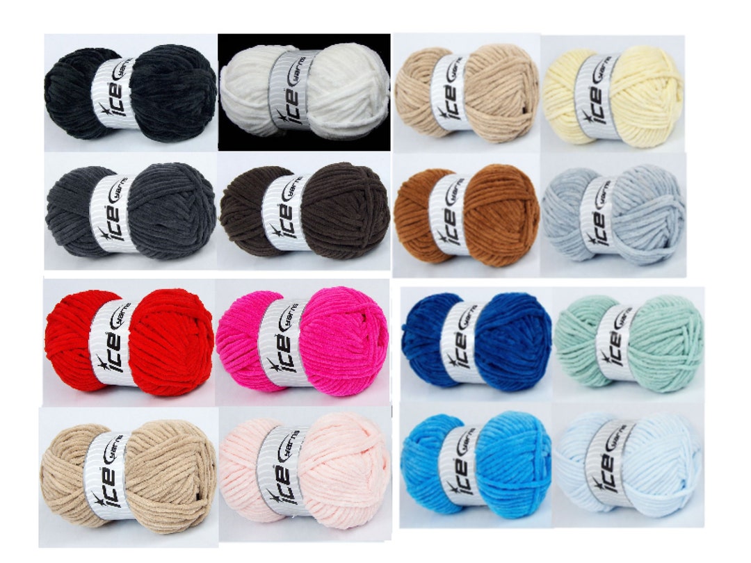 BULKY CHENILLE Yarn, Solid Color, Chunky Chenille, Baby Yarn, Super Soft Discount Chenille Yarn