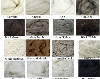 SALE! Natural Wool Roving, Undyed Top Wool, Merino, Jacob, Shetland, Herdwick, English, Polwarth, Swaledale