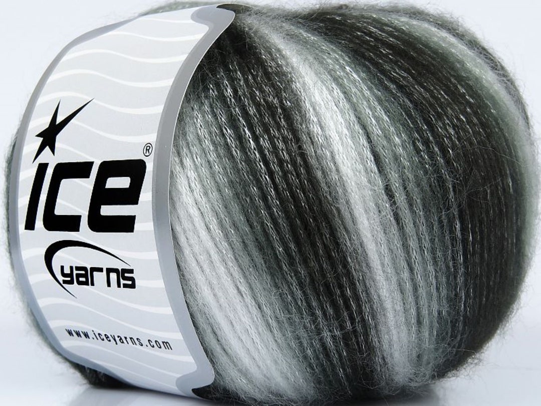 Picasso Black Gray and White Yarn 77768 Ice Yarn Metallic Etsy