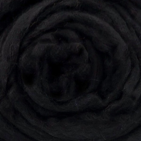 19.5 MERINO Wool Roving,  Super Soft Black Top Wool, Combed Top for Spinning Luxurious Yarns and Felting