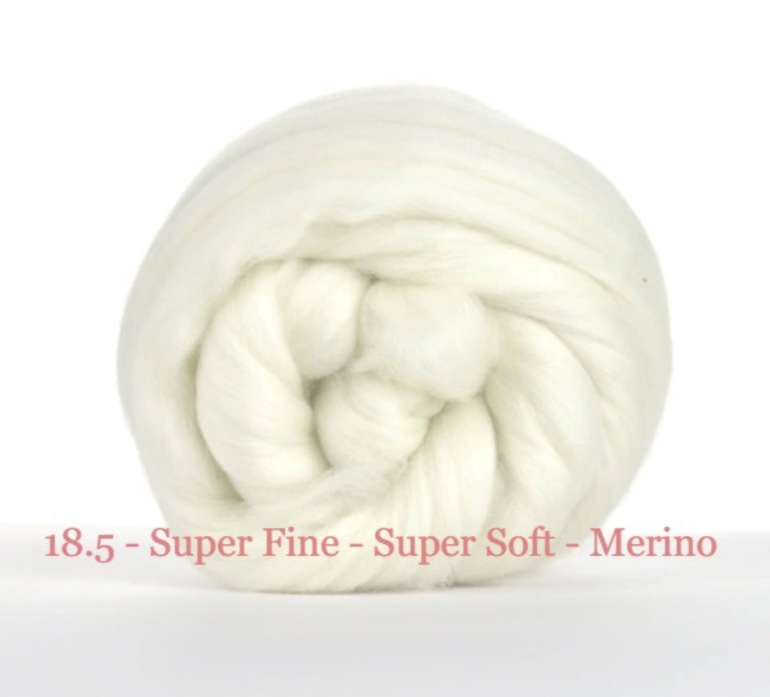 18.5 Superfine Merino Wool Roving, Natural Undyed White Top Wool