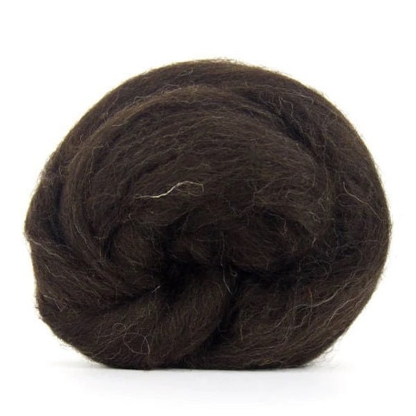 SALE! Black Welsh Wool Roving, Natural, Undyed, Dark Brown Wool, Mountain Sheep