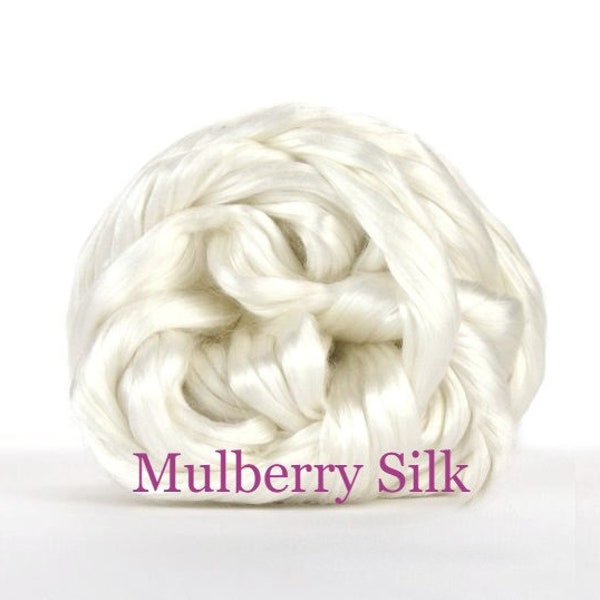 Grade A MULBERRY Silk, Cultivated Silk, Bombyx, Silk Fiber, Roving, White, oz, ounce.