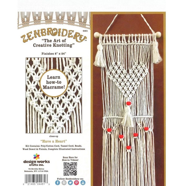 Sale!  DIY Macrame Kit, Easy Beginner, Heart Design by Design Works, Craft Kit