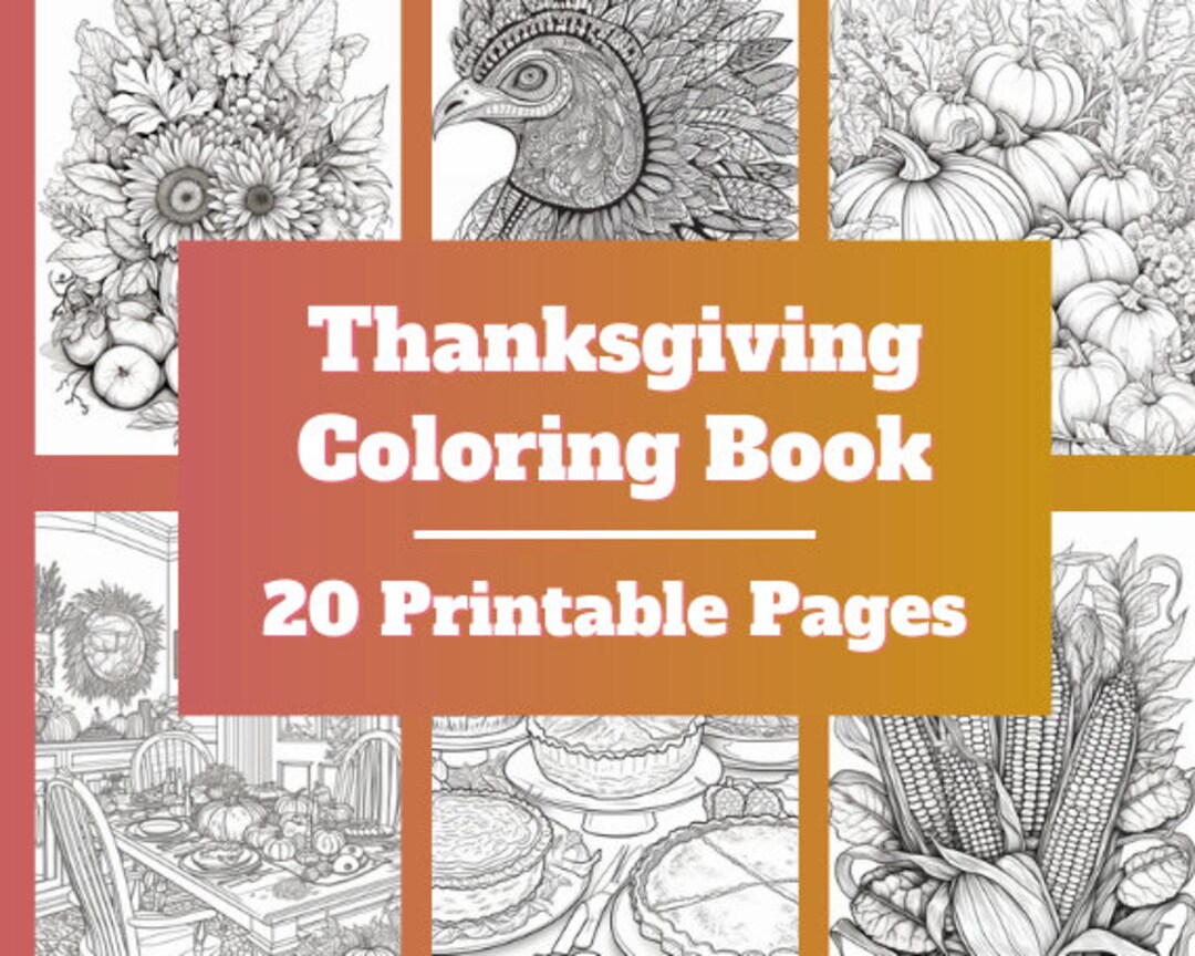 THANKSGIVING Printable Coloring Book Pages Thanksgiving Coloring Books