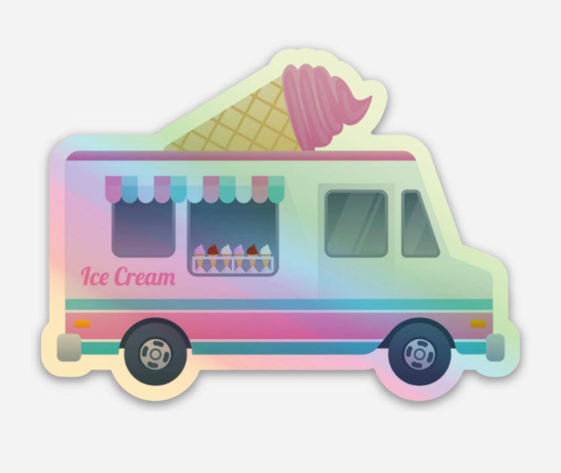 Ice Cream Truck Matte Stickers Holographic Stickers & Etsy