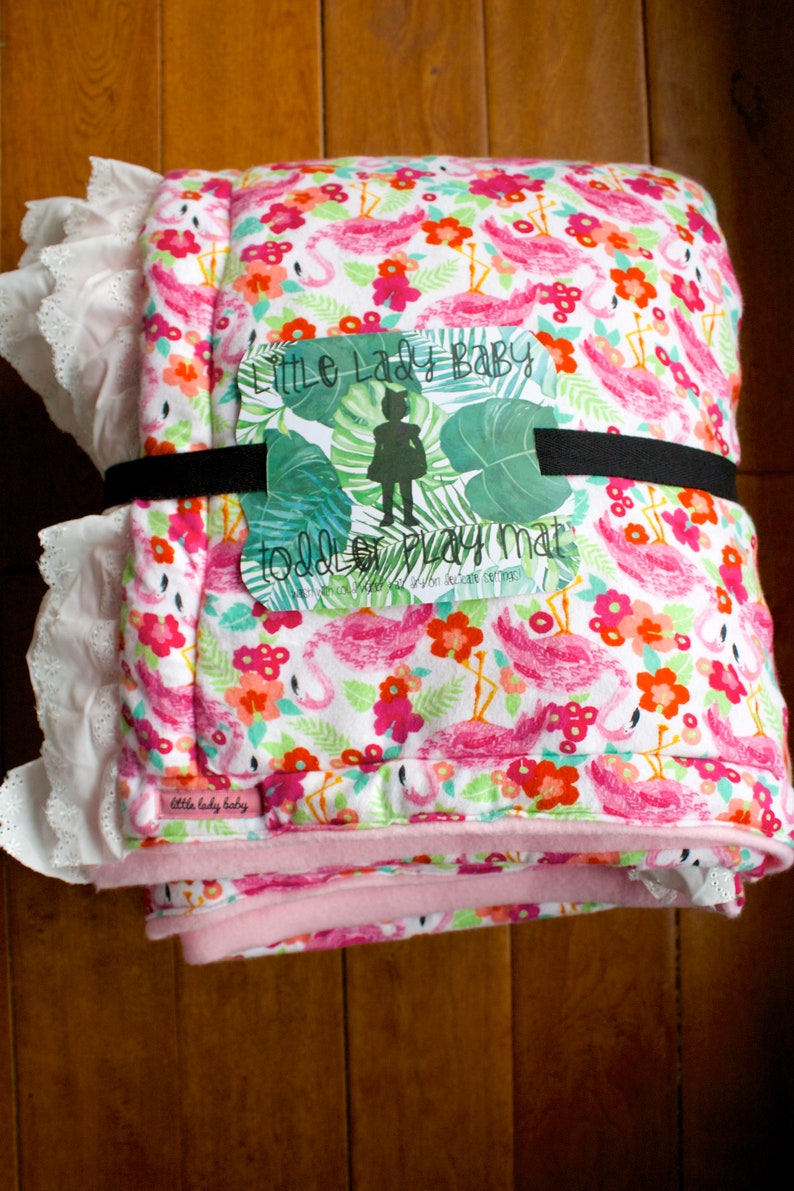 Baby play mat large flamingo print