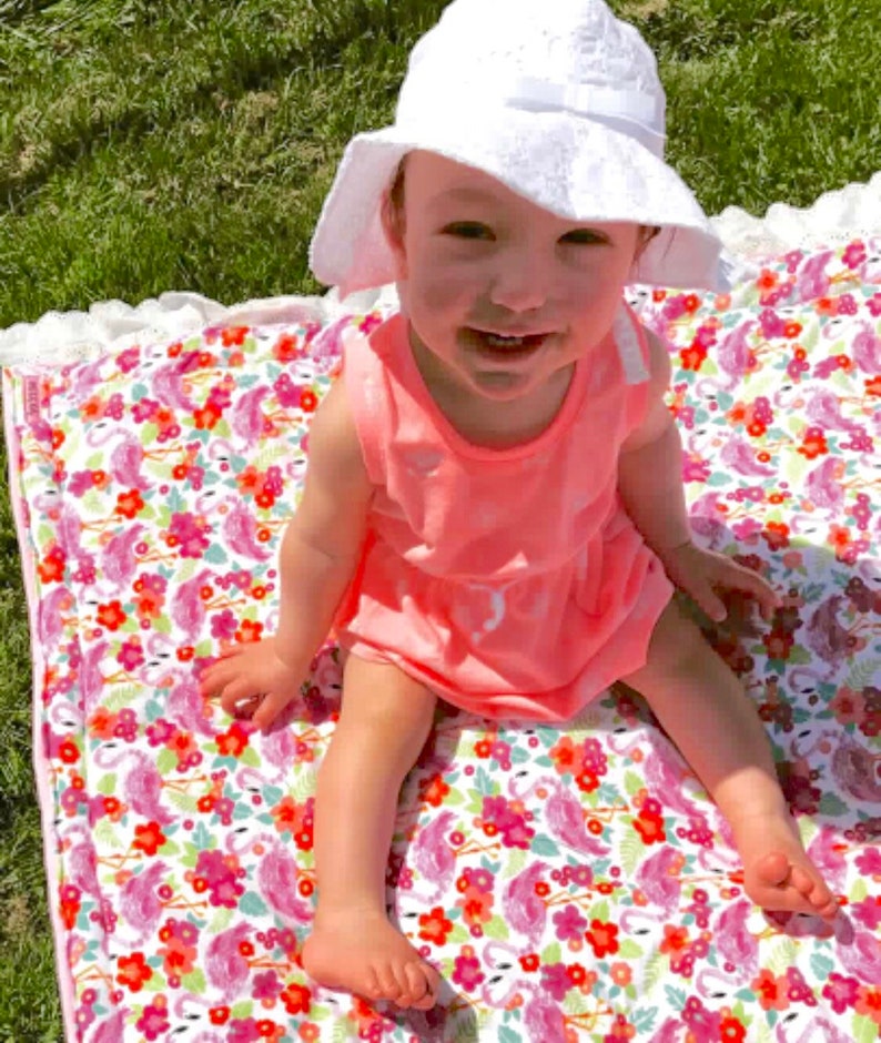 Baby play mat large flamingo print