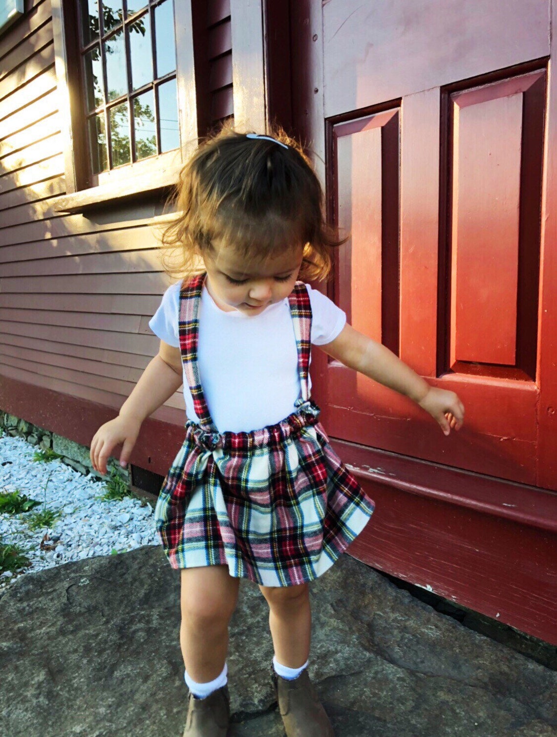 Baby girl plaid suspender skirt Etsy